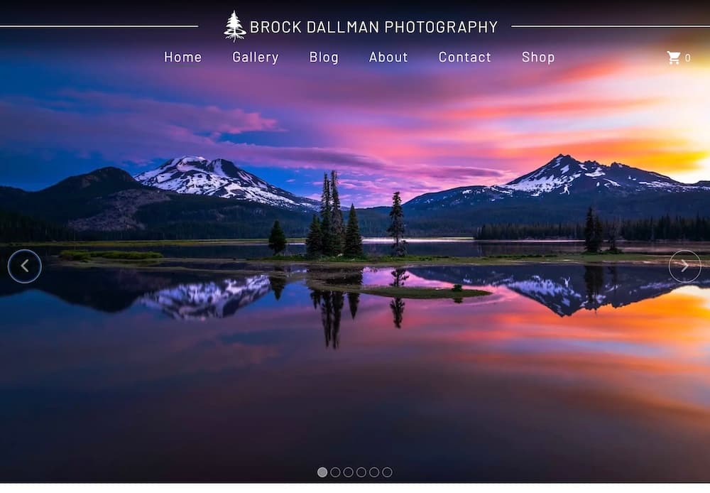 Screen shot of Brock Dallman's Brock Dallman Photography website