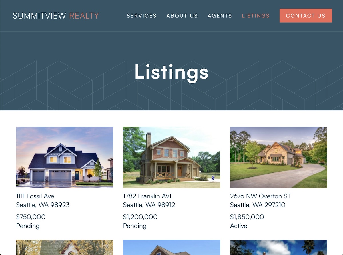Screen shot of Brock Dallman's Summitview Realty website